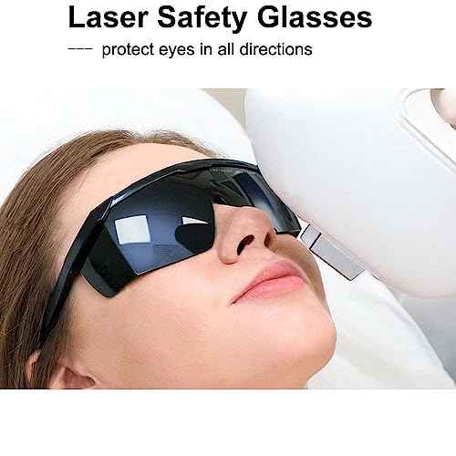 IPL190nm to 2000nm Laser Safety Glasses , UV Blocking Laser Glasses Eye Protection Protective Goggles Eyewear for Hair Removal Treatment and Laser Cosmetology Operator Eye Protection Adjustable Temple