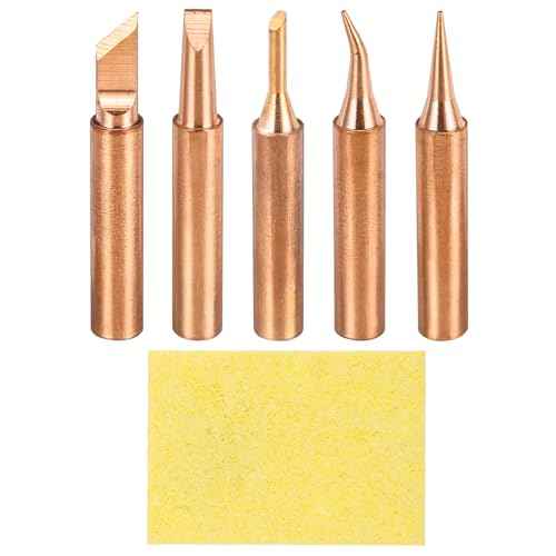 MECCANIXITY 1 Set 900M Soldering Iron Tips Copper Non-magnetic Welding Head with Cleaning Sponge Pad Replacement for Solder Station Tip (I+IS+K+2C+3.2D)