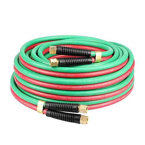 YOTOO Heavy Duty Oxygen Acetylene Hose 1/4-Inch ¡¿ 50 Feet with 9/16"-18 B fittings Twin Welding Hose