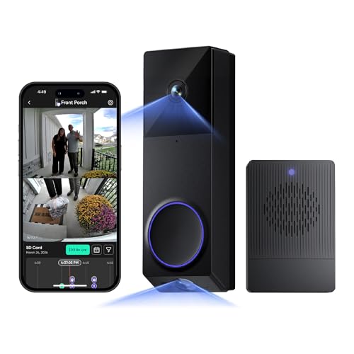 WYZE Wireless Duo Cam Doorbell Camera with Wi-Fi Chime - Black, 2K HD