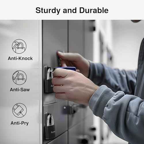 Puroma Lock Keyed Padlock, 1 Pack Aluminum Locks with 2 Keys Alike, 1.1 Inch Locker Lock 43mm Small Padlocks for Gate, Fence, Shed, Toolbox, School Gym Locker (Black)