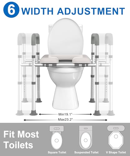 HOMLAND Standard Adjustable Toilet Seat Riser for Seniors, 400lb Capacity