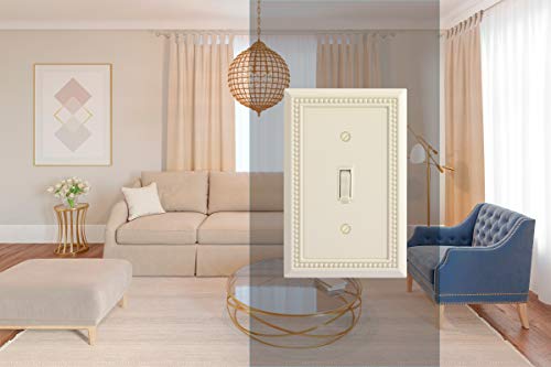 Henne Bery Sunken Pearls Decorative Wall Plate Light Almond Single Toggle 2PK