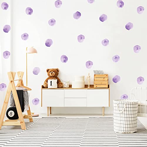 Polka Dot Wall Decals Removable Watercolor Wall Sticker for Kids Baby Girls Living Room Bedroom Playroom (Lavender Purple)
