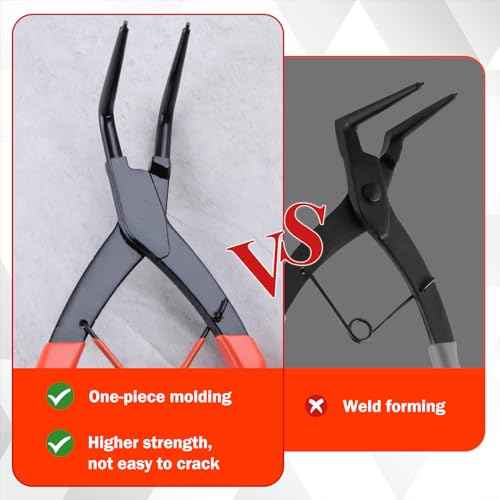Internal Master Cylinder Snap Ring Pliers 90 Degree Long Nose Pliers Heavy Duty Retaining Ring Plier with PVC Handle, Bent Lock Circlip Plier Internal Ring Remover for Trucks Motorcycles Cars