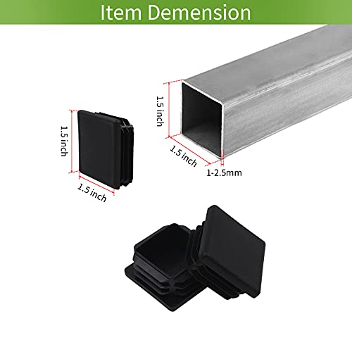 12-Pack 1.5 Inch Square Plastic Tube End Caps for Fencing and Furniture
