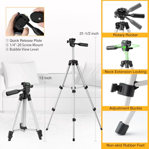 Prexiso 65Ft Self-Leveling Laser Level with Tripod Extension, Green Beam