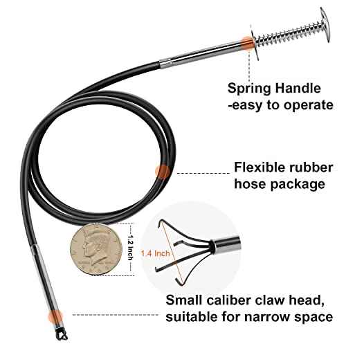 Small Caliber Flexible Grabber Tools 24'' Four-claw Pickup Tool Pick Up Items In Narrow Space Flexible Waste Picking Tool for Engine Bay/Home Sink/Earring (Not magnetic)