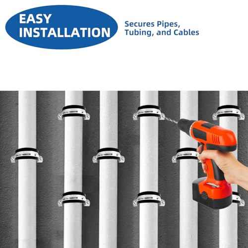 1-1/4 Inch pipe clamps,Pipe fixing clamp,304 Stainless Steel & Rubber Lining Pipe Strap Clamp £¨6pcs 32mm)