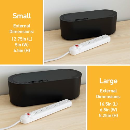 D-Line Black Large Cable Management Box for Power Strips & Wires