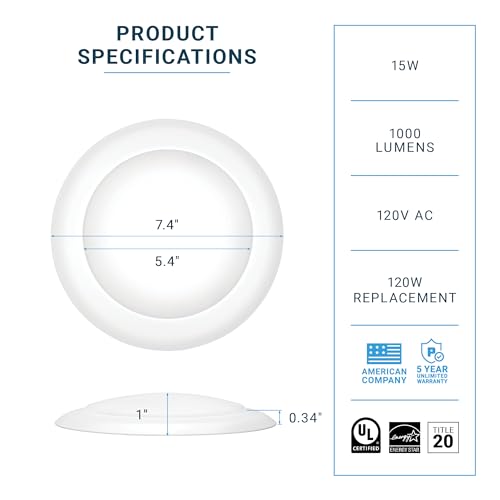 Parmida LED 12 Pack 5/6 Inch Dimmable Recessed Ceiling Lights 15W Daylight 5000K