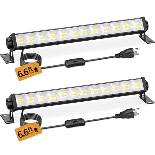 YAYIT 40W LED Shop Lights 5400LM 6000K Daylight, 2 Pack, Plug-in Garage Light with Adjustable Bracket