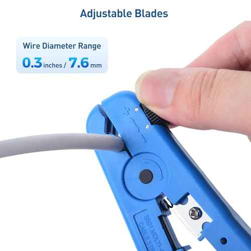 Cable Matters 2-Pack Wire Strippers/Cable Stripper in Blue, 8-16 AWG, Max 0.3 Inches/7.6mm OD Support, Adjustable Blade, Precision Cable Stripper Tool for Large Wires, Includes Cutter for Clean Cuts
