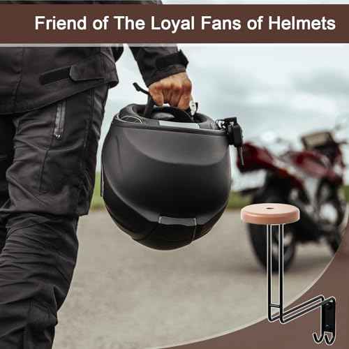 Helmet Holder Wall Mount, 4 Pack Motorcycle Helmet Rack, Helmet Hanger Rack Motorcycle with 2 Hooks Helmet Hanger for Motorcycle Bike Coats, Caps, Baseballs and Rugby Helmet