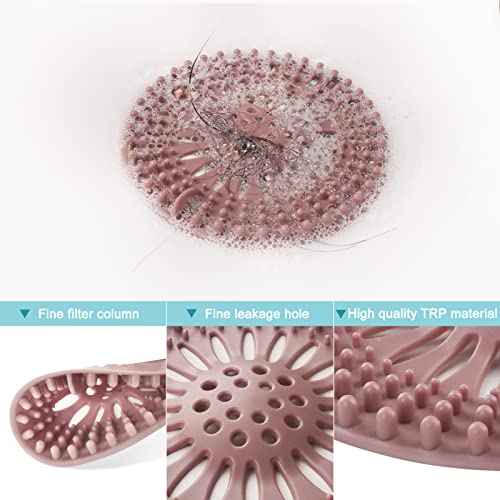 Gotega Bathroom Sink Drain Strainers, Hair Catcher Shower Drain Covers Protector, Flexible TPR Material, Multiple Colors for Bathroom Tub Shower and Sink Hair Trap Garbage Disposal Parts, 5 Pack