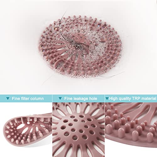 Gotega 5 Pack Sink Drain Strainers - Flexible Hair Catchers for Bathroom, Shower, Kitchen Drain - Multiple Colors