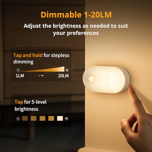 Lyridz Rechargeable Warm White LED Night Light with Motion Sensor - 2 Pack
