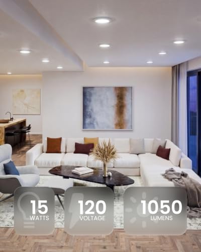 Sunco 6 Inch Flush Mount LED Recessed Ceiling Light 15W Dimmable 5000K Daylight