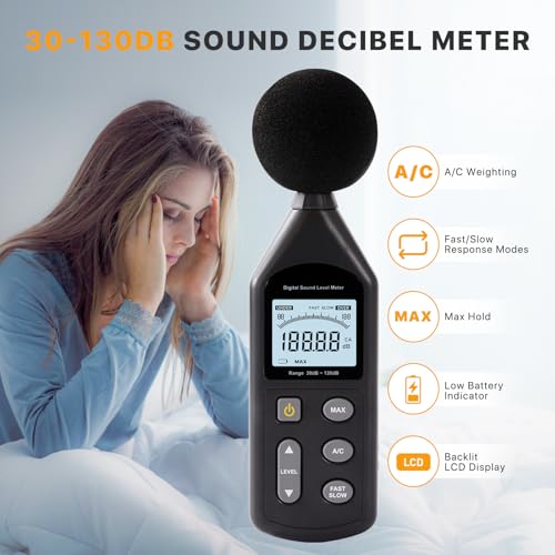 Digvliy DB-01 Decibel Meter, Sound Level Meter 30-130 dB, A/C Weighting