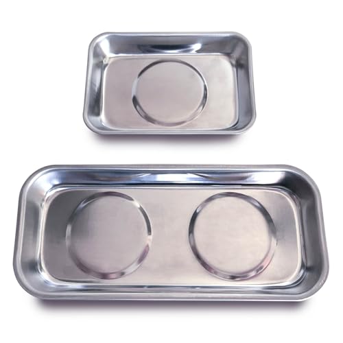Magnetic Tray Holders 2pc - Stainless Steel with Rubber-Coated Magnets for Mechanics