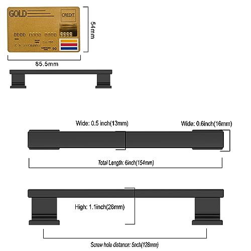 Amerdeco 10 Pack Matte Black 5-Inch Cabinet Pulls with 5" Center Hole