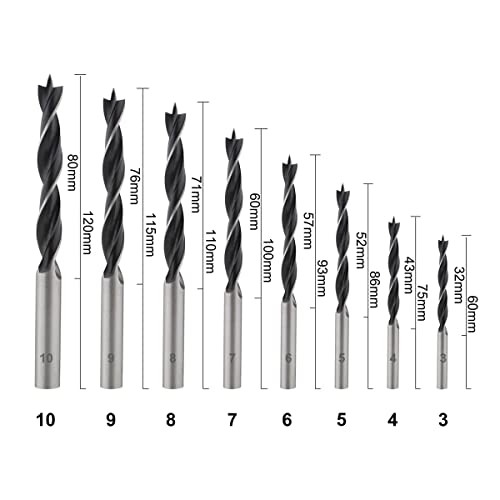 Gunpla 8pcs Wood Drill Bits Set, Carbon Steel Twist Brad Point Drill Bits Woodworking Bore Holes Durable Drilling Tools Kit with Storage Case for Wooden Plywood Chipboard Plastics