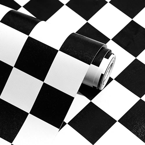 OSECAGE Black & White Checkered Peel and Stick Wallpaper 17.7"x78.8" - Modern Contact Paper