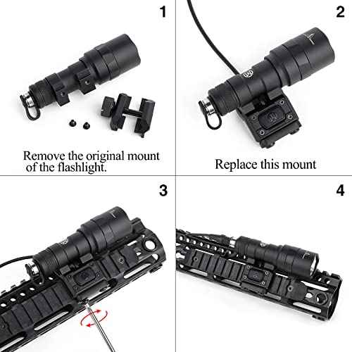 NOBUHIRO Tactical Modular Wire Remote Pressure Switch with Offset Light Mount for M300 M600, with SF Plug for M300 M600 Series Flashlights, Fit for 20mm Picatinny Rail (SF)
