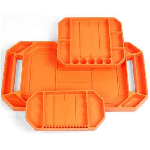 HORUSDY 3-Piece Parts Tray Set, Large Non-Slip Flexible Tool Tray | Tool Organizer Holder for Storage Organizer Screw, Bolts, Washers, Nuts and Small Tools | Tool Storage Gift for Men