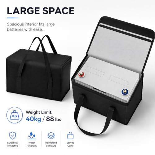 FLASLD Large Fireproof Lithium Battery Storage Bag 14 x 7.8 x 9.5in Waterproof Fireproof Case