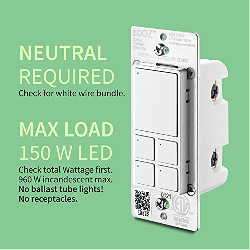 Zooz 800 Series Z-Wave Long Range Scene Controller On/Off Switch White