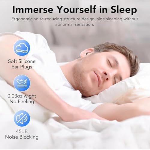 Ear Plugs for Sleeping Noise Cancelling, 45dB Earplugs for Noise Reduction, Reusable Noise Cancelling Ear Plugs Hearing Protection for Focus/Study/Work/Concert, Silicone EarPlugs with Case & 8 Eartips