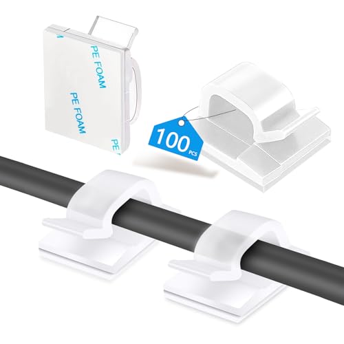 Abnii 100PCS Transparent Small Adhesive Cable Clips Wire Organizer
