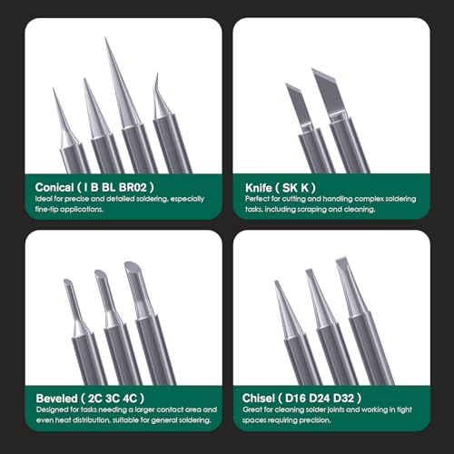 HANGLIFE T18 Soldering Iron Tips with Tip Holder for Hakko FX-888D FX-888 FX8801 FX-600, and More Soldering Stations/Guns - Replacement Solder Tips for Welding Equipment & Accessories (12 pcs)