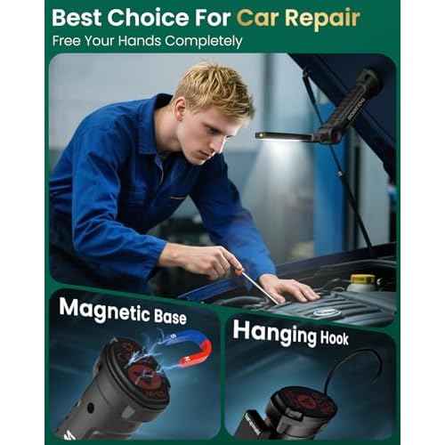 Coquimbo Christmas Stocking Stuffers White Elephant Gifts for Adults Men Him Dad, Rechargeable LED Work Light BBQ Grill Accessories Magnetic Flashlight, Mechanic Light Tools Mens Gifts (2 Pack Black)