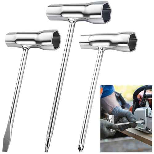 3Pcs Chainsaw Tool Set, T-Spanner Scrench Kit, 13 by 19 mm 1/2x3/4 Chainsaw Combo Combination Screwdriver and Spanner Tool