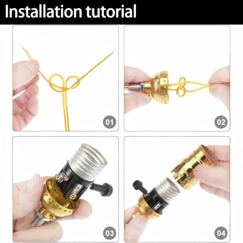 L&M 1 Way E26 Gold Lamp Socket Replacement with Turn Knob Switch