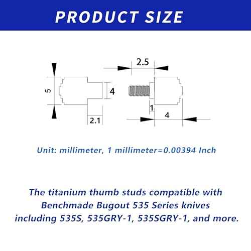 3 Packs Custom Thumb Studs for Benchmade Bugout 535 Series Knives and 535S, 535GRY-1,535SGRY-1 and More, Replacement Anodized Titanium Thumb Stud Set, Black