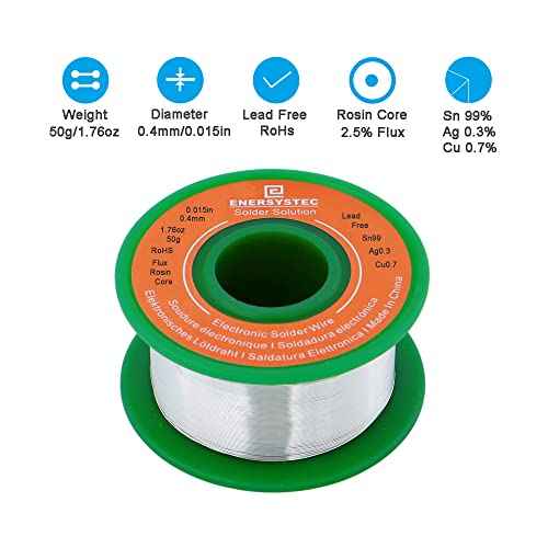 0.4mm Solder Wire Extra Thin Gauge 0.015 inch Diameter Rosin Flux Core Lead-Free 1.76oz 50g Sn99 Ag0.3 Cu0.7 Electronics Soldering Fine Electrical Solder Flow Small Solder Tiny Electric Soldering