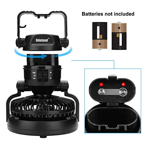 Odoland Portable LED Camping Lantern with Ceiling Fan - Emergency & Outdoor Use