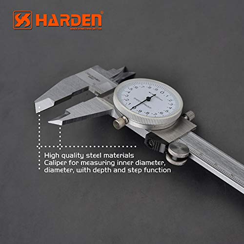HARDEN Dial Caliper - 6" / 150mm, Stainless Steel, Shockproof
