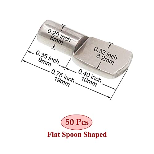 50 Pcs Shelf Pins Support Pegs for Kitchen, Bookcase, Cabinet - 5mm Nickel Plated