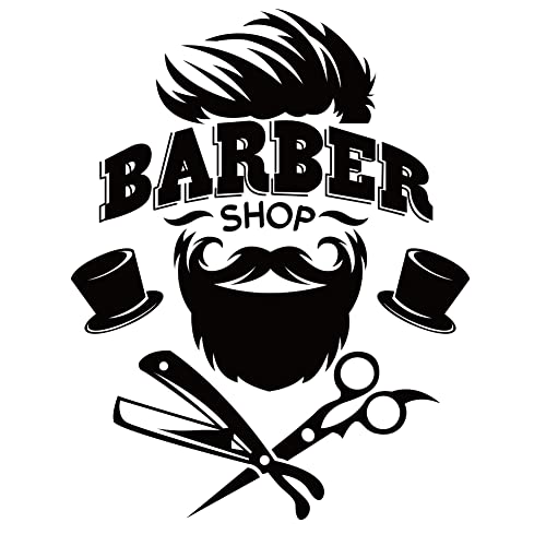 SUPERDANT Barber Shop Wall Sticker Black and White Hairdressing Theme Vinyl Wall Decor Barber Shop Decal Wallpaper Art Stickers for Home Bedroom Living Room Barber Shop Decorations 23.2x13.7in