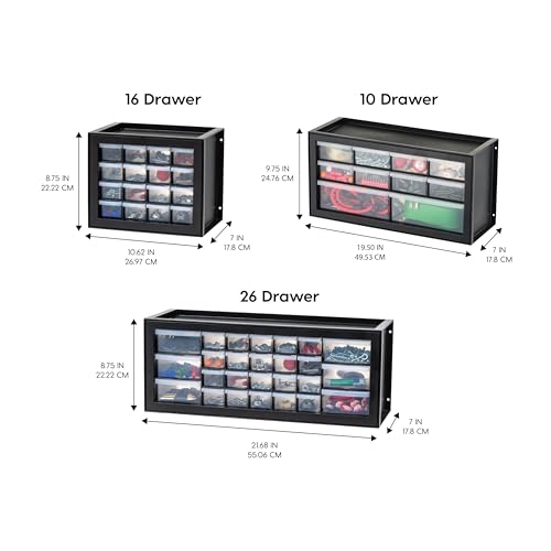 IRIS USA 26-Drawer Teacher Toolbox Black - Made in USA, Wall-Mount/Stackable Storage