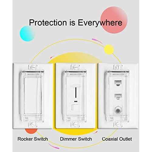 Light Switch Guard, ILIVABLE Child Proof Rocker Switch Plate Cover Prevents Kids or Accidental Turned On/Off Switch While Allowing Access (Clear, 1 Pack)