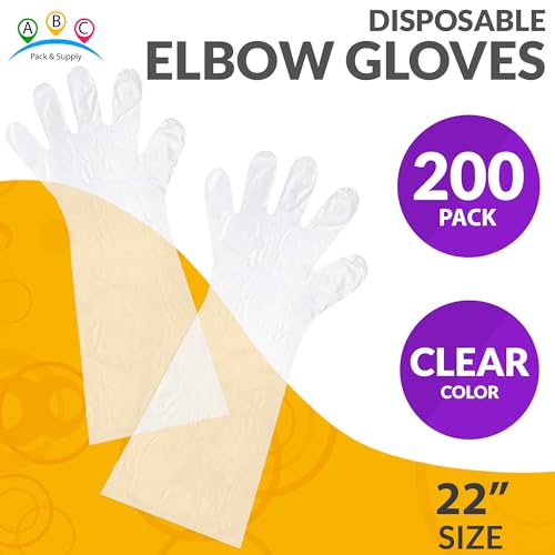Disposable Elbow Gloves, 22 Inch Long. Clear Disposable Elbow Length Gloves for Food Handling, 1.1 mil HDPE
