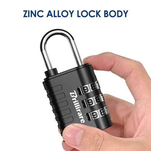 8 Pack Combination Lock, 3-Digit Waterproof Keyless Padlock, Zinc Alloy Outdoor Resettable Travel Luggage Locks for Backpack, Gym Locker, Hasp, Fence, Gate, Case, Toolbox-Black