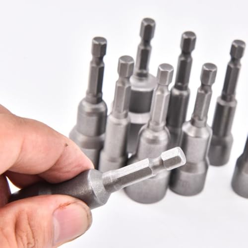 10 PCS 1/4" Hex Shank Magnetic Power Nut Driver Bit Sets, 1/4 inch Quick Change Socket Nut Driver Bit Magnetic