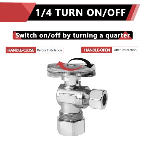10-Pack EFIELD 1/2" Nominal Angle Stop Valves for Plumbing, Chrome Finish
