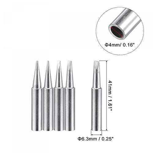 uxcell Lead-free Soldering Iron Tip Flat Edge 0.8D+1.2D+1.6D+2.4D+3.2D 4mmx41mm Replacements for Soldering Station 5Pcs
